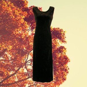 grunge 1990s vintage brown velvet maxi dress size petite medium